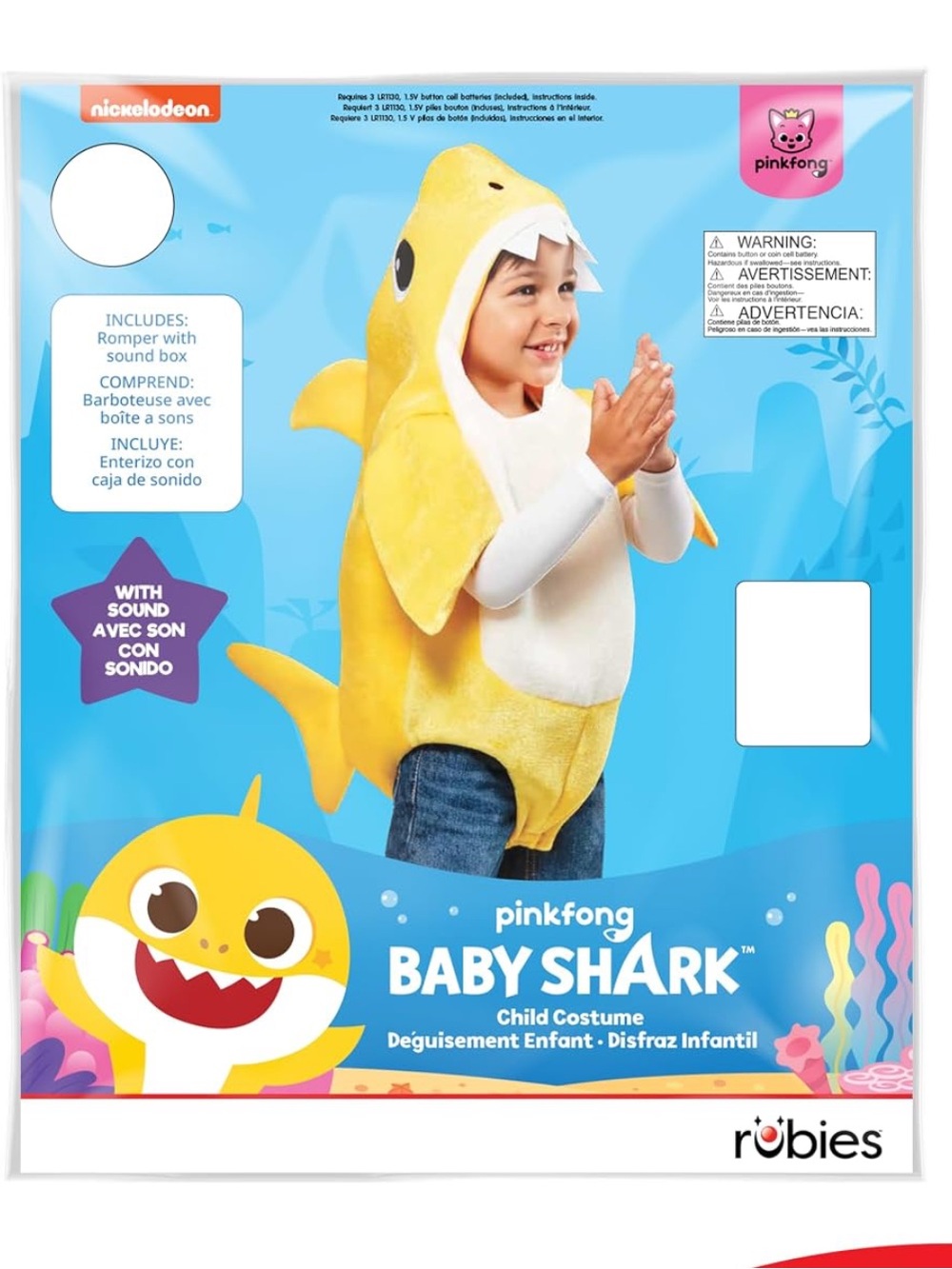 Rubies Pinkfong Baby Shark Costume with Sound Box